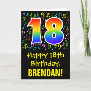 Carte 18e anniversaire : Symboles de musique colorée + A