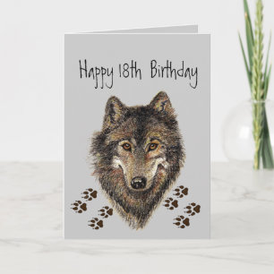 Carte 18e, Dix-huit, Loup d'anniversaire, Loups, Animal