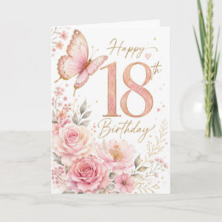 Carte 18e Papillon Fleur Anniversaire Fille