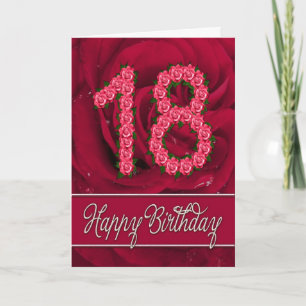 Carte 18ème anniversaire avec rose et feuille