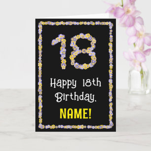 Carte 18th Birthday: Floral Flowers Number, Custom Name