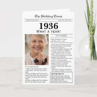 Carte 1936 Newspaper Birthday card 90th birthday