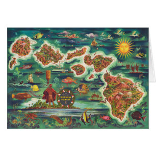 Carte 1950 de Dole de peinture à l'huile d'Hawaï