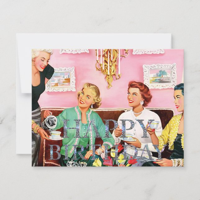 Carte 1950's Afternoon Tea Joyeux anniversaire (Devant)