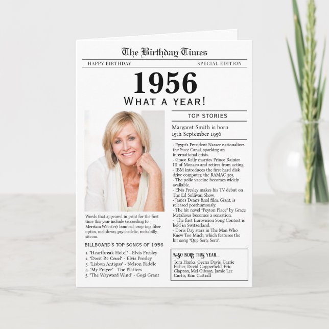 Carte 1956 Newspaper Birthday card (Devant)