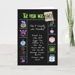 Carte 1963 Anniversaire avec Trivia Fun Faits