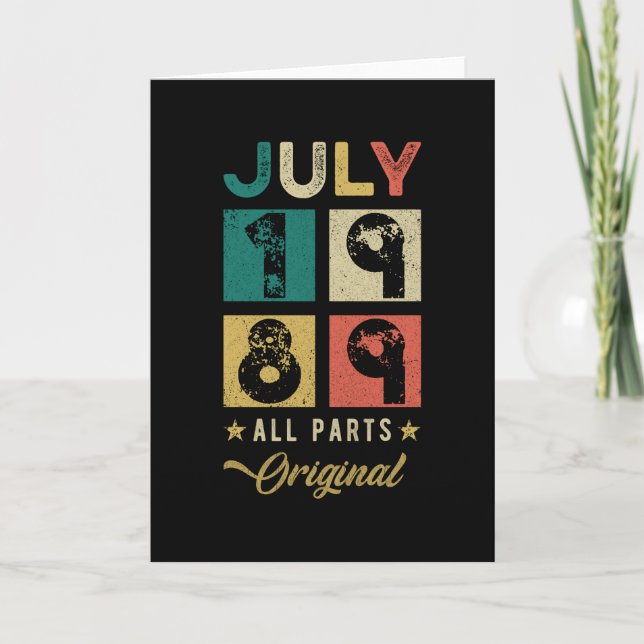 Carte 1989 Juillet Anniversaire Rétro (Devant)