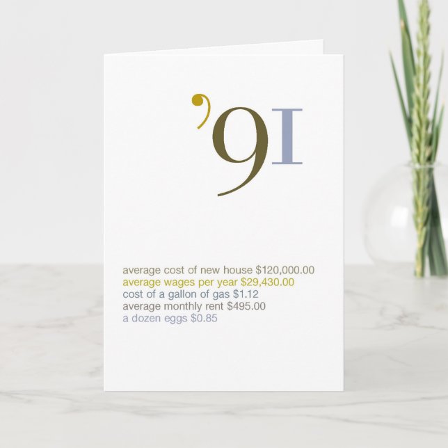 Carte 1991 Anniversaire Fun Facts (Devant)