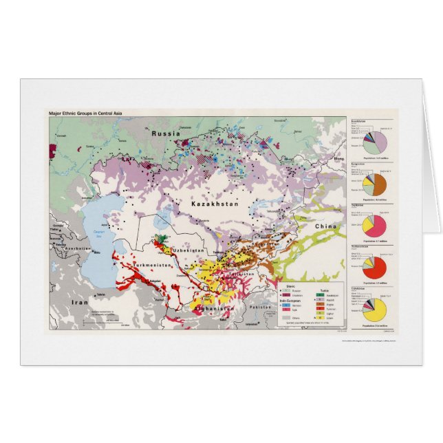 Carte 1993 de l'Asie de groupes ethniques (Devant horizontal)
