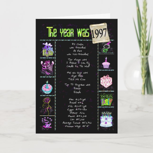 Carte 1997 anecdotes amusantes d'anniversaire (Devant)