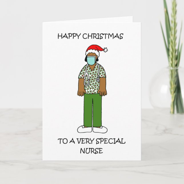 Carte 19 Joyeux Noël à l'infirmière afro-américaine (Devant)