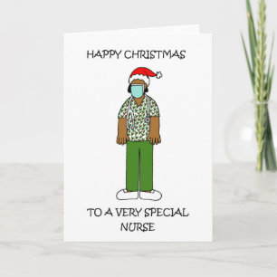 Carte 19 Joyeux Noël à l'infirmière afro-américaine