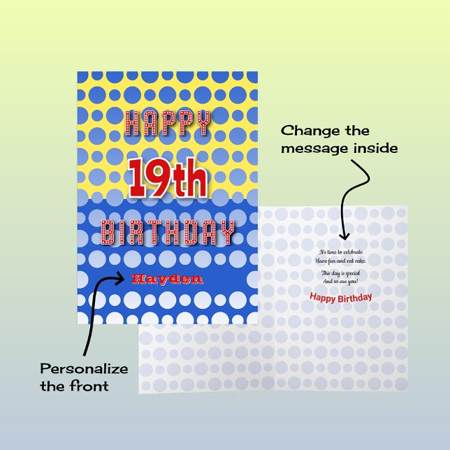 Carte 19e anniversaire ajouter des cercles de noms motif (Créateur téléchargé)