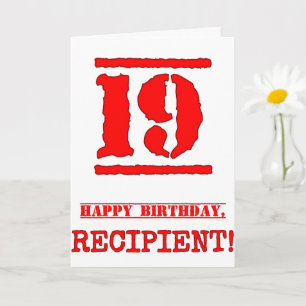 Carte 19e anniversaire : Amusant, Timbre en caoutchouc r