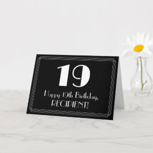 Carte 19e anniversaire ~ Art Déco Inspiré Look "19", Nom