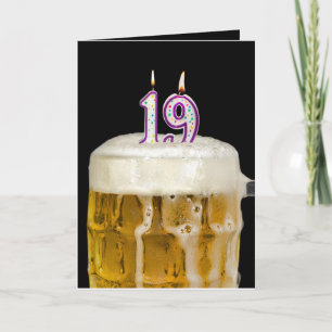 Carte 19e anniversaire Bière sur noir