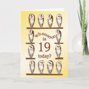 Carte 19e anniversaire, Curious owls card.