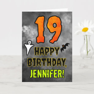 Carte 19e anniversaire : Eerie Halloween Thème + Nom per