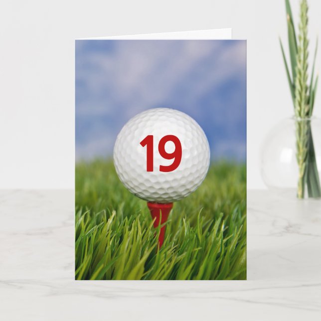 Carte 19e anniversaire Golf Ball on Red Tee (Devant)