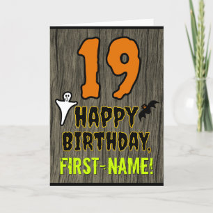 Carte 19e anniversaire : Thème Halloween Éffrayant, Nom 