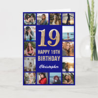 19e Joyeux anniversaire Marine Blue & Gold Photo C