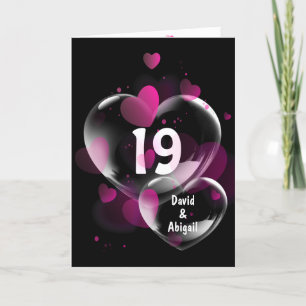 Carte 19ème Anniversaire Bulles cardiaques sur Noir