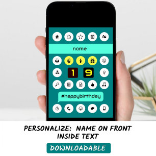 Carte 19ème hashtag informatique anniversaire ajouter un