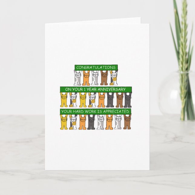 Carte 1 an d'anniversaire de travail pour l'employé (Devant)