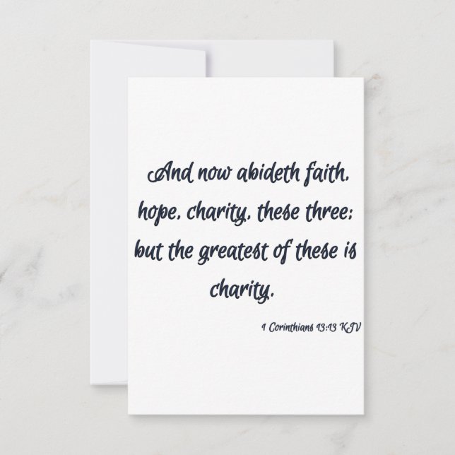 Carte 1 Corinthiens 13:13 KJV Bible Écriture Salutation (Devant)