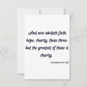 Carte 1 Corinthiens 13:13 KJV Bible Écriture Salutation