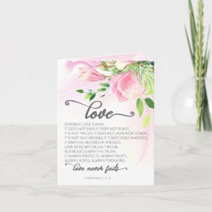 Carte 1 Corinthiens 13:4-8 L'amour est patient rose Magn