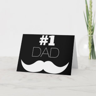 Carte #1 Papa Mustache noire et blanche - Numéro un