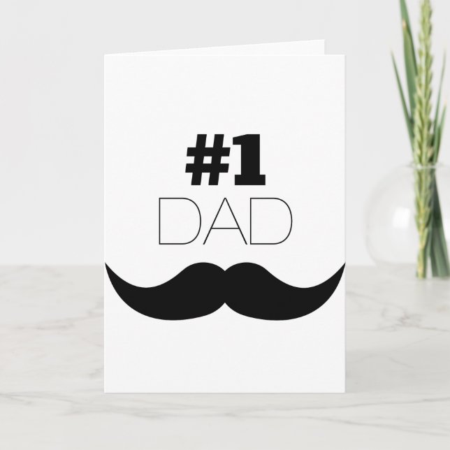 Carte #1 Papa Mustache noire - Numéro Un (Devant)