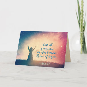 Carte 1 Pierre 5:7 Posez tous vos soins sur Lui, Écritur