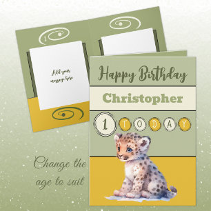 Carte 1er anniversaire ajouter nom garçon mignon animal 