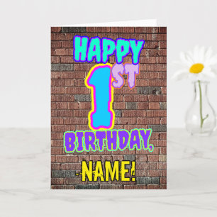 Carte 1er Anniversaire - Amusant, Graffiti urbain inspir
