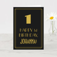 1er anniversaire - Art Déco Inspiré Look "1" & Nom
