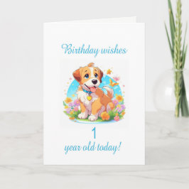 Carte 1er anniversaire Chien chiot