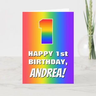 Carte 1er anniversaire : coloré, amusant Motif arc-en-ci