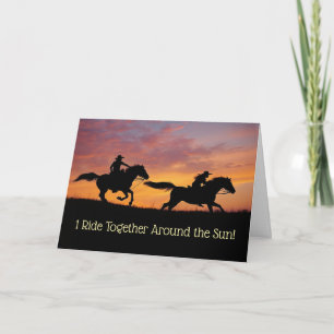 Carte 1er anniversaire de mariage Cowboy mignon Cowgirl
