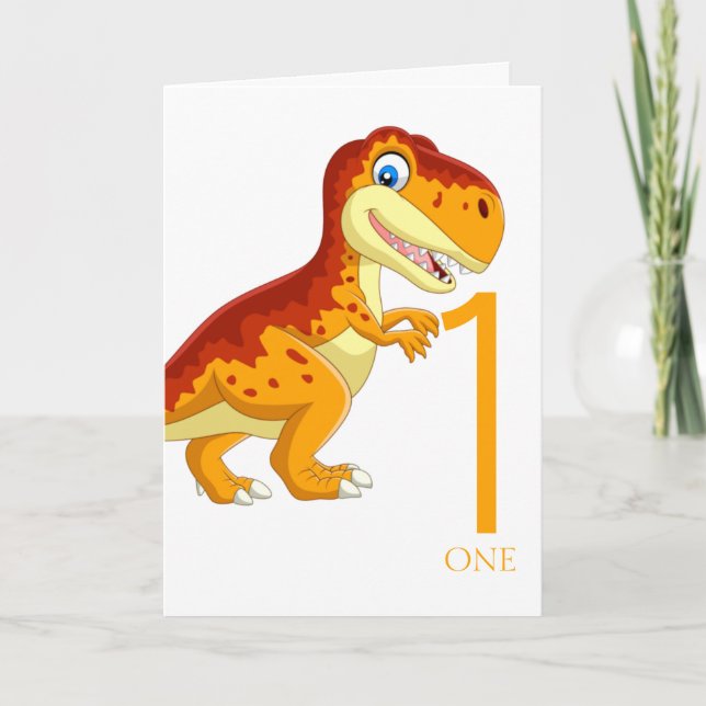 Carte 1er anniversaire Dinosaur Gold (Devant)