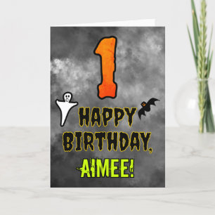 Carte 1er anniversaire : Eerie Halloween Thème + Nom per