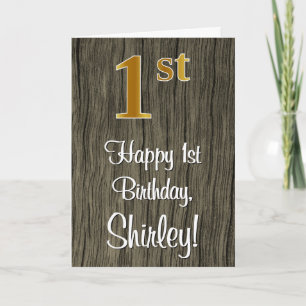 Carte 1er anniversaire : Elégant look d'or Faux #, Faux 