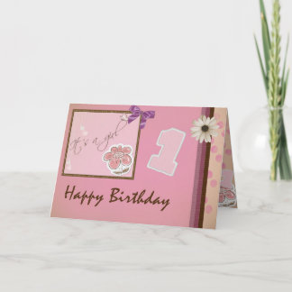 Carte 1er anniversaire - Fille