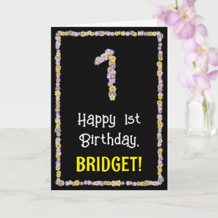 Carte 1er anniversaire : Floral Flowers Numéro, Nom pers