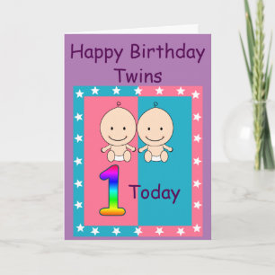Carte 1er Anniversaire Jumeaux personnalisés
