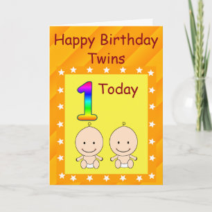 Carte 1er Anniversaire Jumeaux personnalisés
