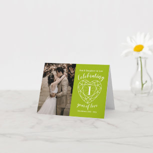 Carte 1er anniversaire mariage Péridot photo personnalis