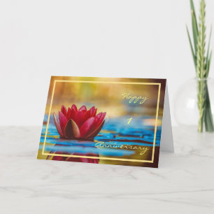 Carte 1er Anniversaire Mariage Souhaite Elégante Lys Eau