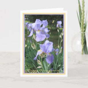 Carte 1er Anniversaire Mariage Souhaite Élégantes Irises
